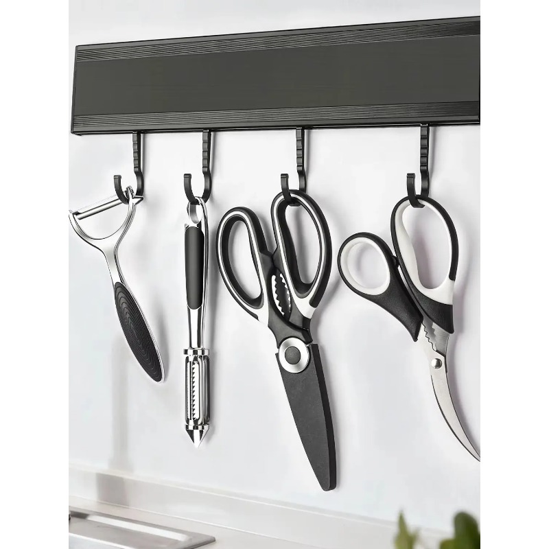 Kitchen Gadgets Set - 4本セットの黒いキッチン用ハサミ。魚介類用ハサミ、5-in-1ピーラー、平型ピーラー、キッチン用具、切れ味の良い調理器具。