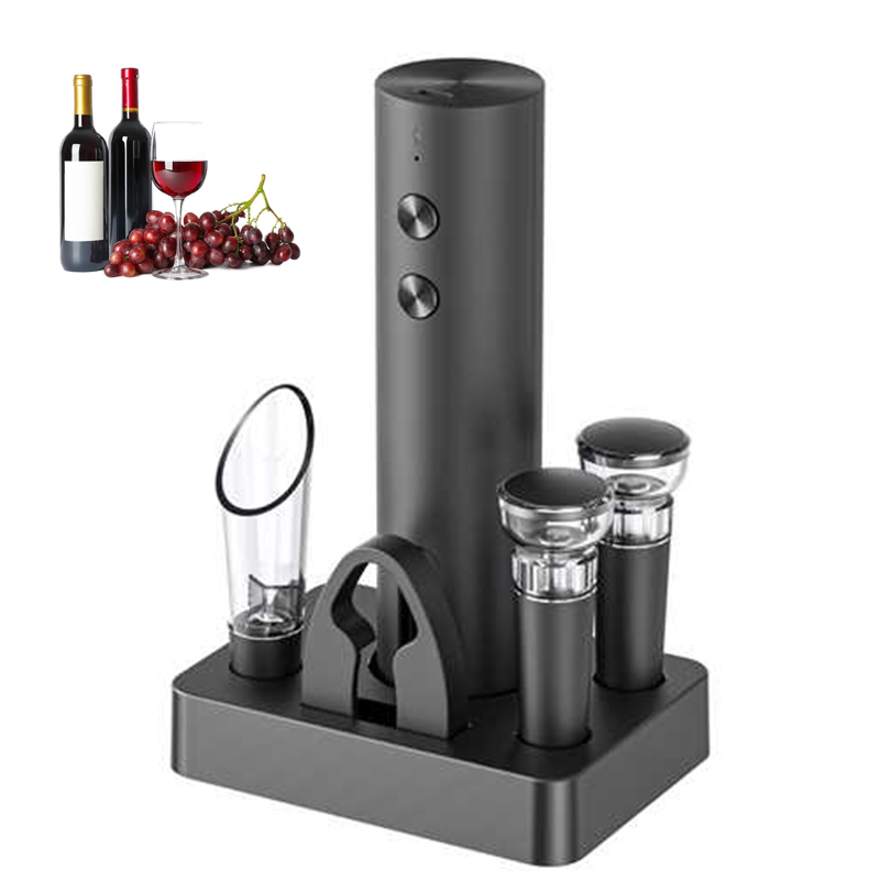Electric Can Opener - 電動ワインオープナーセット新入荷 自動赤ワインコルク抜き 充電式ワインオープナー ワインツール ベース付き
