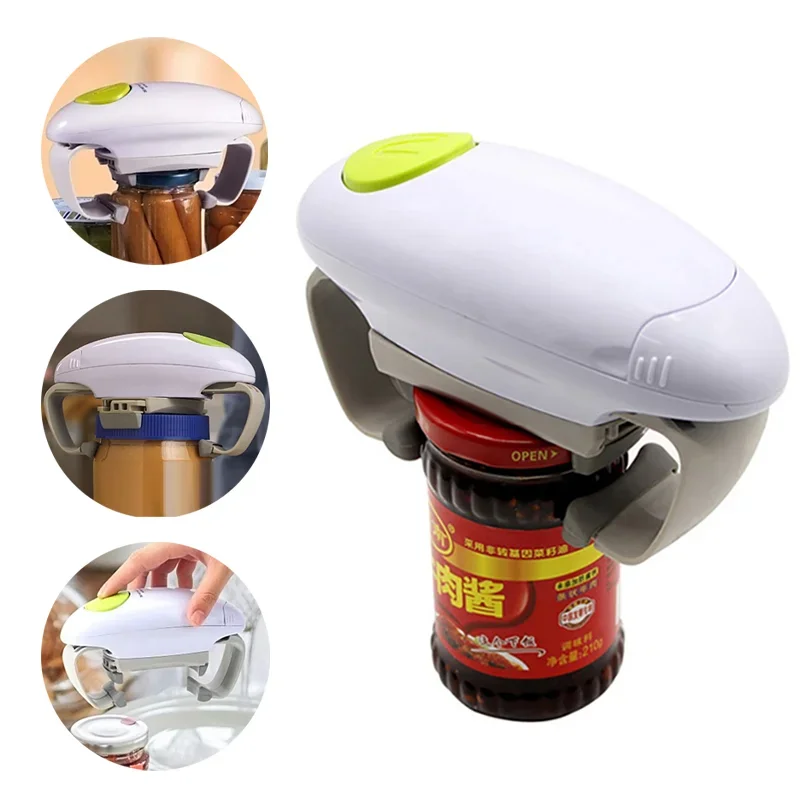 Electric Can Opener - 電動缶ボトル蓋オープナー両耳式ワンキー自動レストランスクリューキャップハンドヘルドキッチンガジェットジャーガラス瓶缶ツール