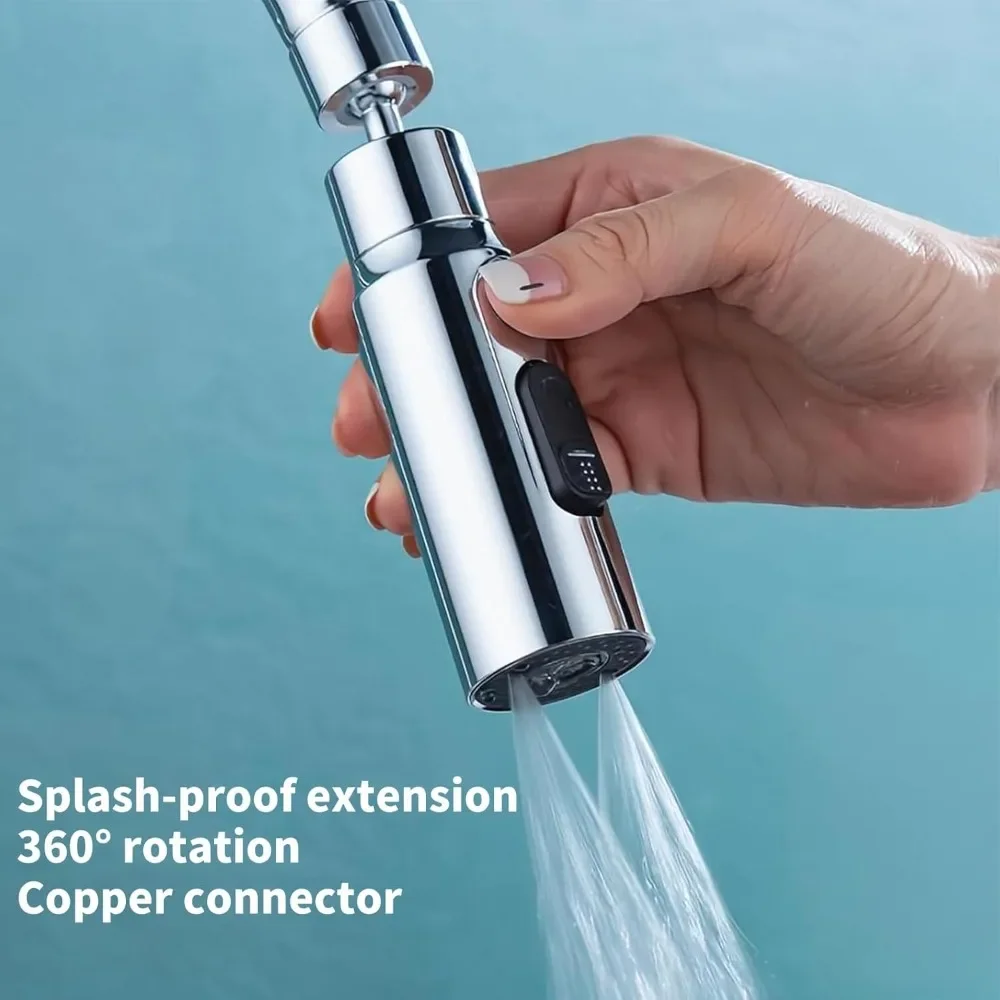 Kitchen Gadgets Mixer - 1pc 3 in1 柔軟なキッチン蛇口シンクミキサータップスプレーヘッド濾過水タップ黒交換可能な水栓