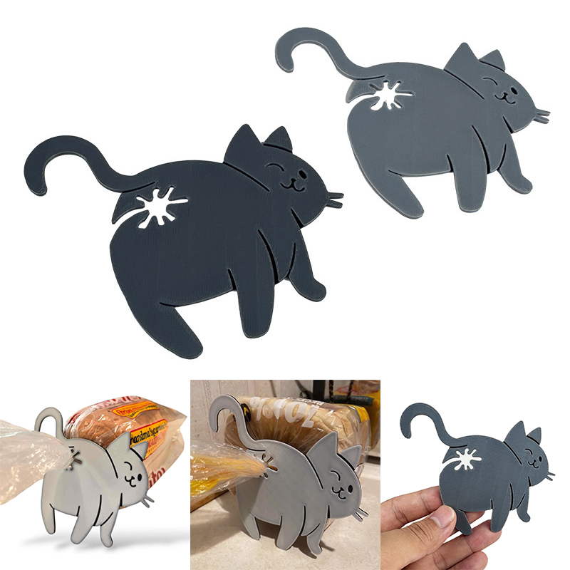 Kitchen Gadgets To 3D Print - 面白い猫のお尻バッグクリップ2個、チップや食品袋を密封するための3Dプリントキッチンガジェット。 猫好きの方やご自宅にぴったりのキュートなノベルティギフト。