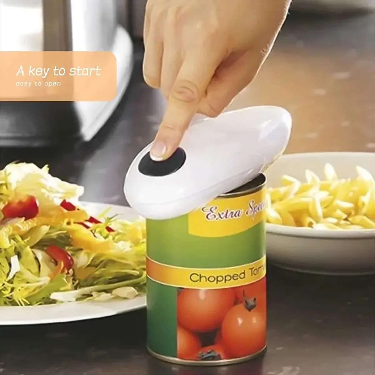 Electric Can Opener - ワンタッチ自動電動缶切り器 ポータブルキッチン用瓶・ボトル開封ツール