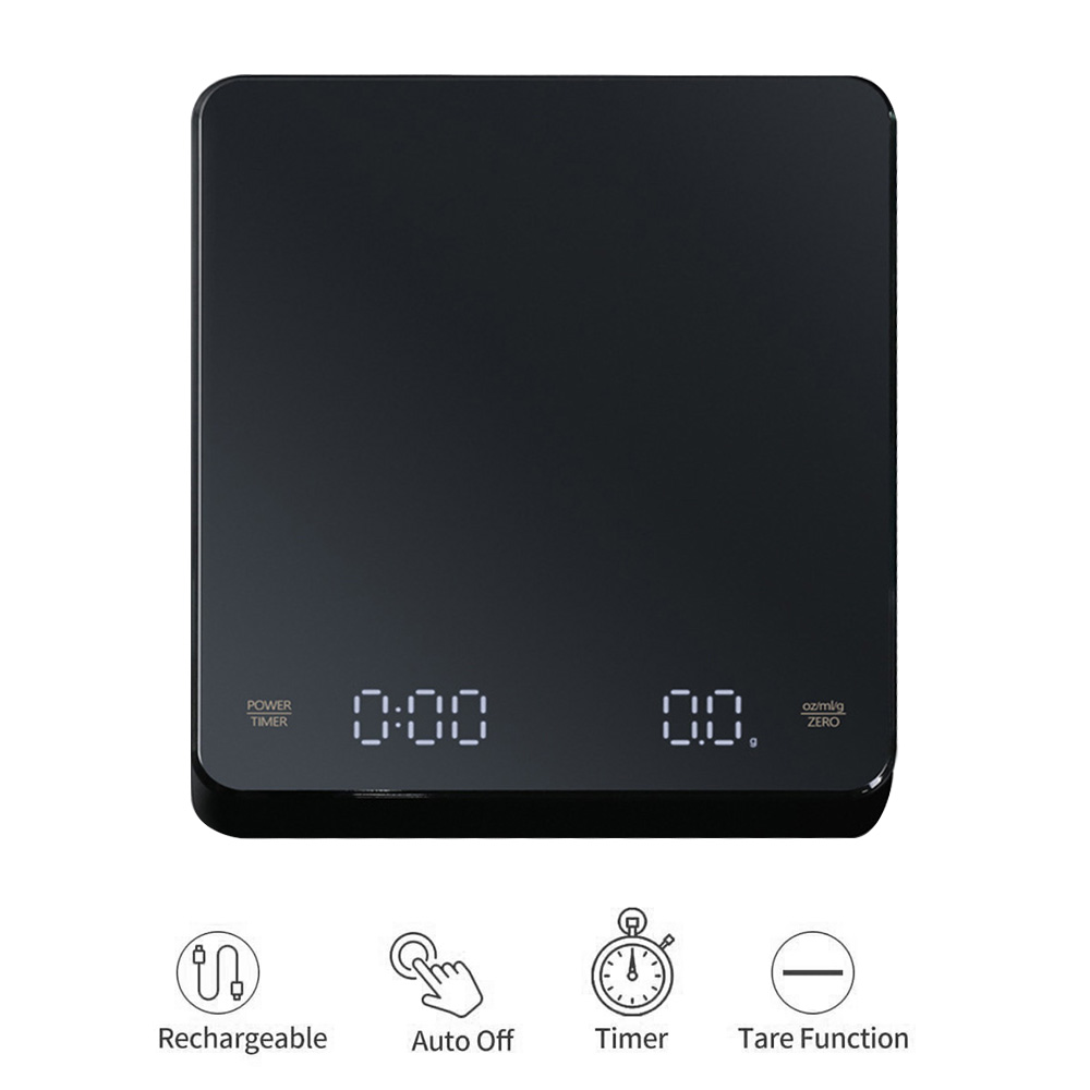 Digital Kitchen Scale - タイマー付きデジタルコーヒースケール LED スクリーンエスプレッソ USB 3kg 最大計量