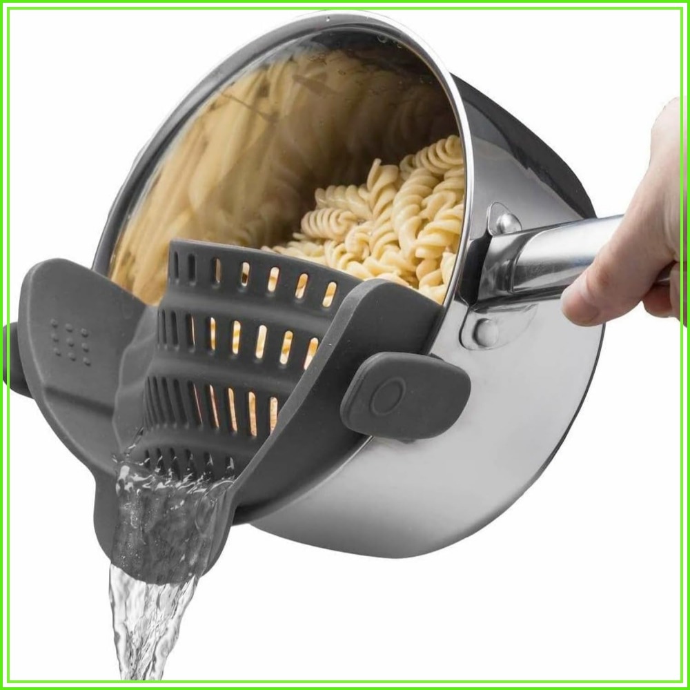 Kitchen Gadgets Images - クリップ式シリコン製パスタストレーナー（鍋やフライパン用）-耐熱性ザル-省スペースキッチンツール