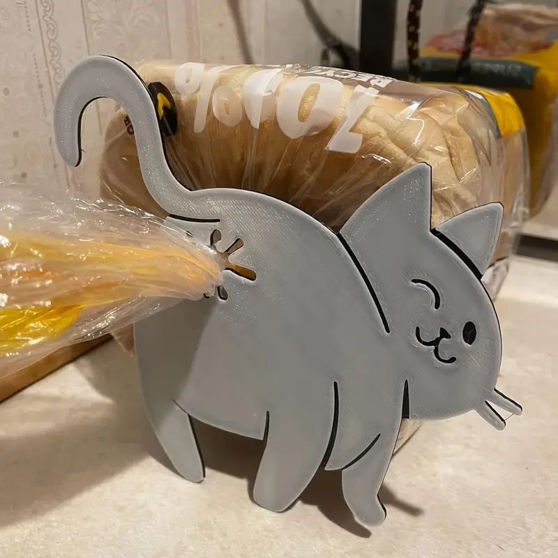Kitchen Gadgets To 3D Print - 面白い猫のお尻バッグクリップ2個、チップや食品袋を密封するための3Dプリントキッチンガジェット。 猫好きの方やご自宅にぴったりのキュートなノベルティギフト。