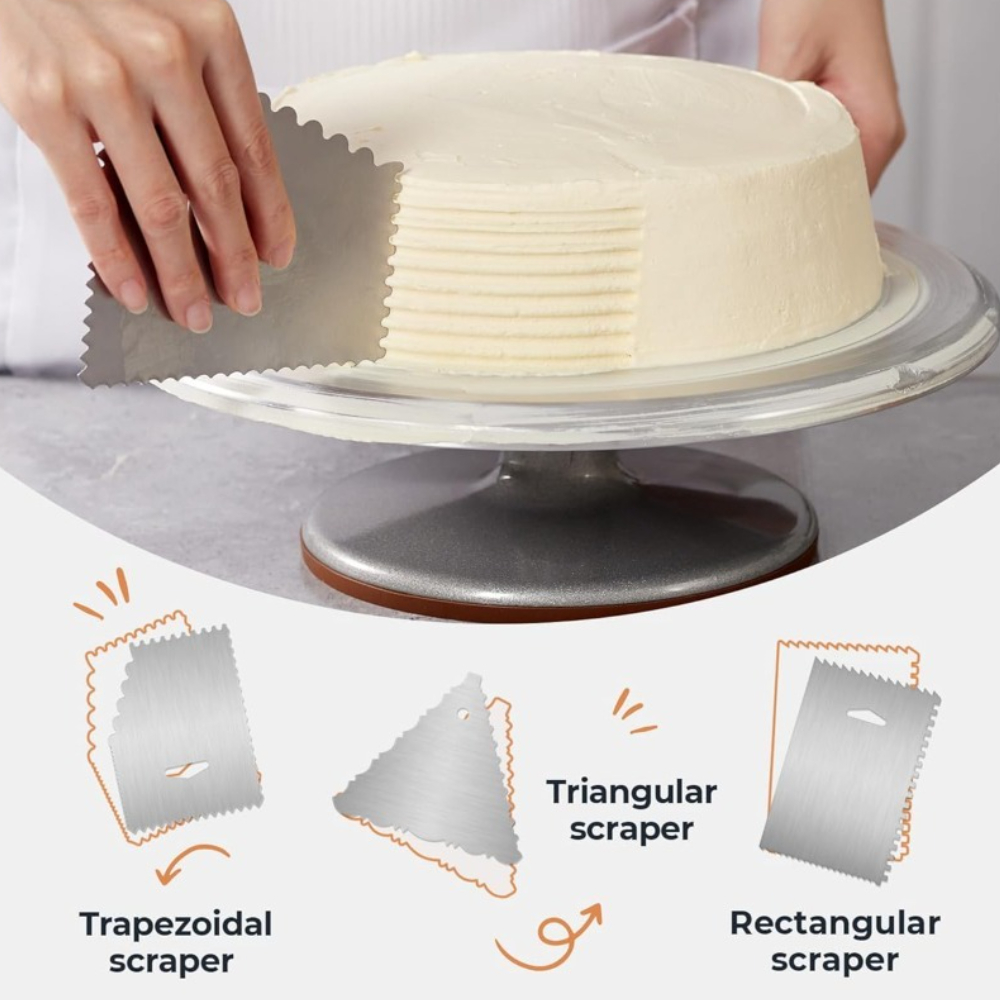アルミ製ケーキターンテーブルセット、回転式ケーキスタンド付き - Cake Decorating Turntable のレビューと価格