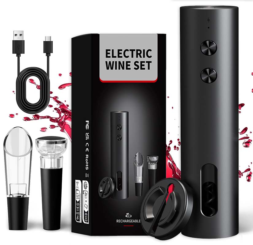 4-in-1電動ワインオープナーセットUSB充電式電動自動コ - Electric Can Opener のレビューと価格