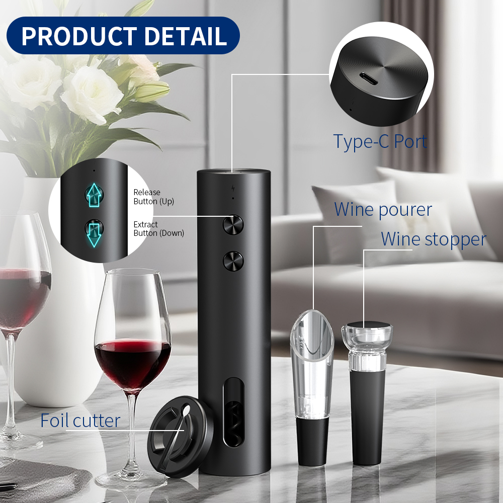 4-in-1電動ワインオープナーセットUSB充電式電動自動コ - Electric Can Opener のレビューと価格