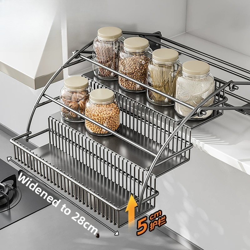 キャビネットプルダウンバスケット、3段リフトアップスパイスラ - Kitchen Gadgets Hacks のレビューと価格