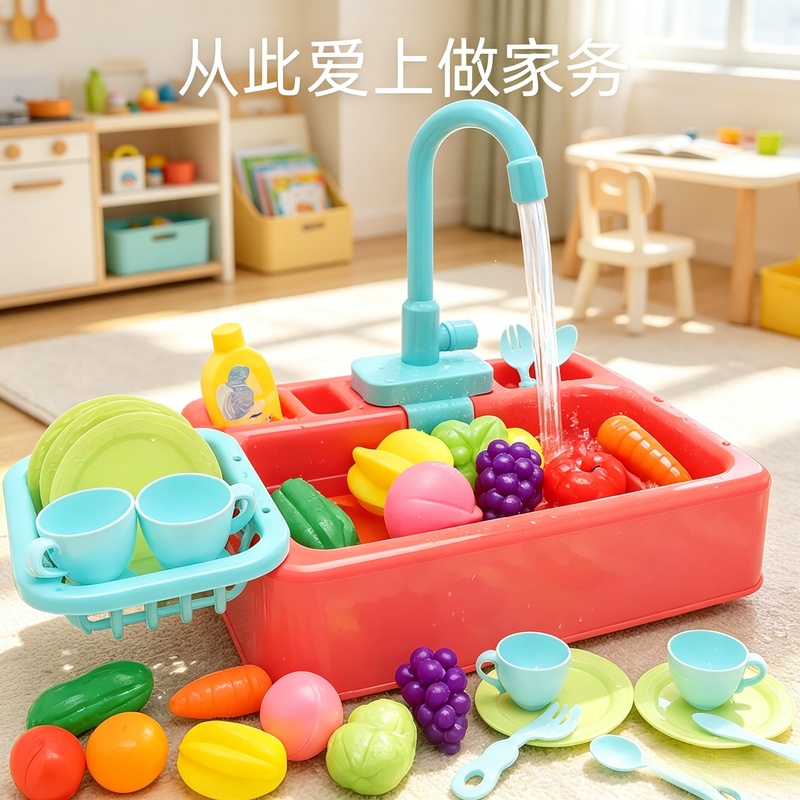 キッチンおもちゃ プラスチック製食器洗いシンクセット、子供向 - Kitchen Gadgets For Kids のレビューと価格