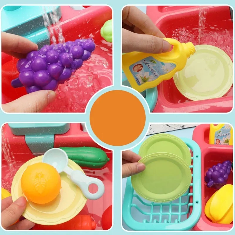 キッチンおもちゃ プラスチック製食器洗いシンクセット、子供向 - Kitchen Gadgets For Kids のレビューと価格
