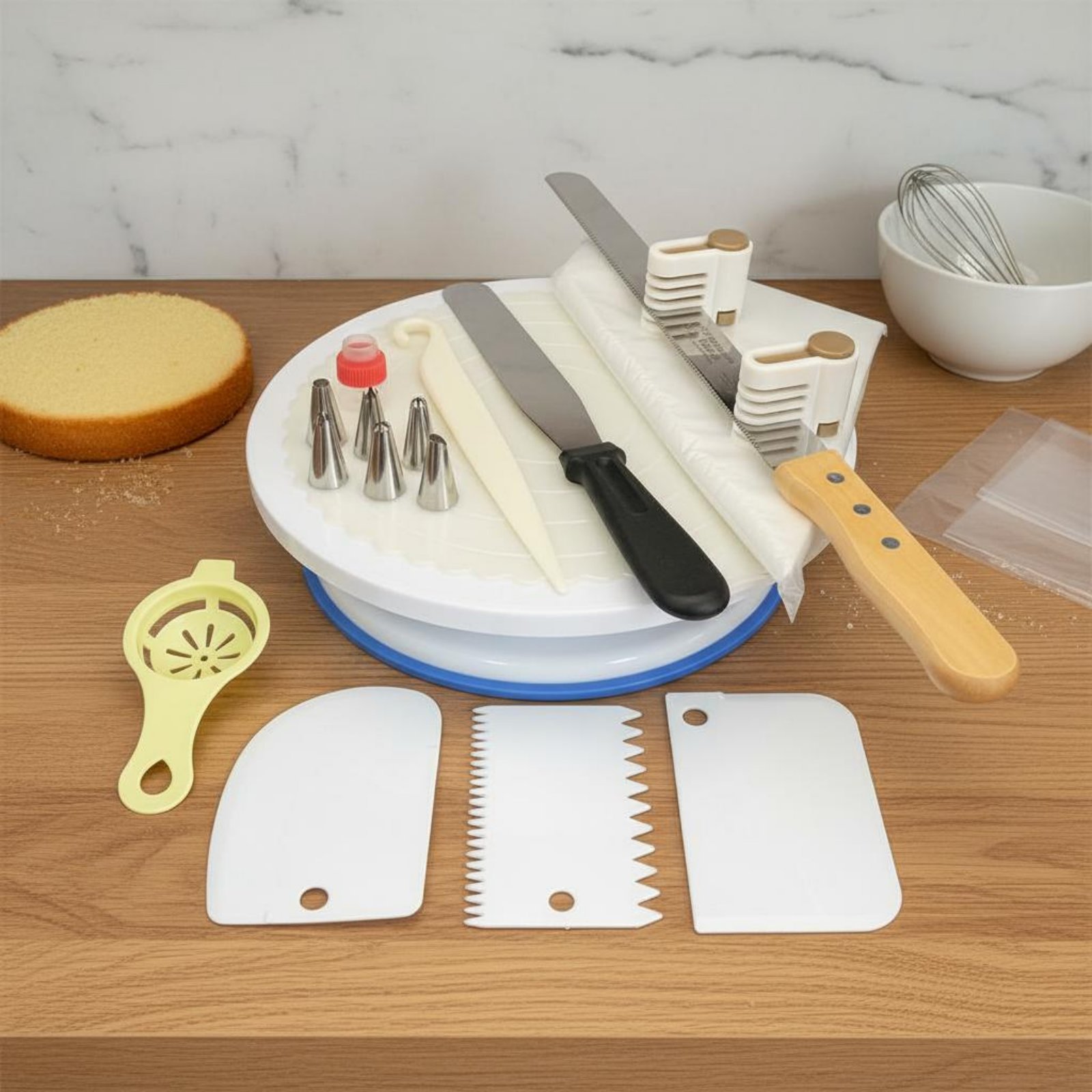 ケーキ回転台とデコレーションセット ステンレス製スパチュラ  - Cake Decorating Turntable のレビューと価格