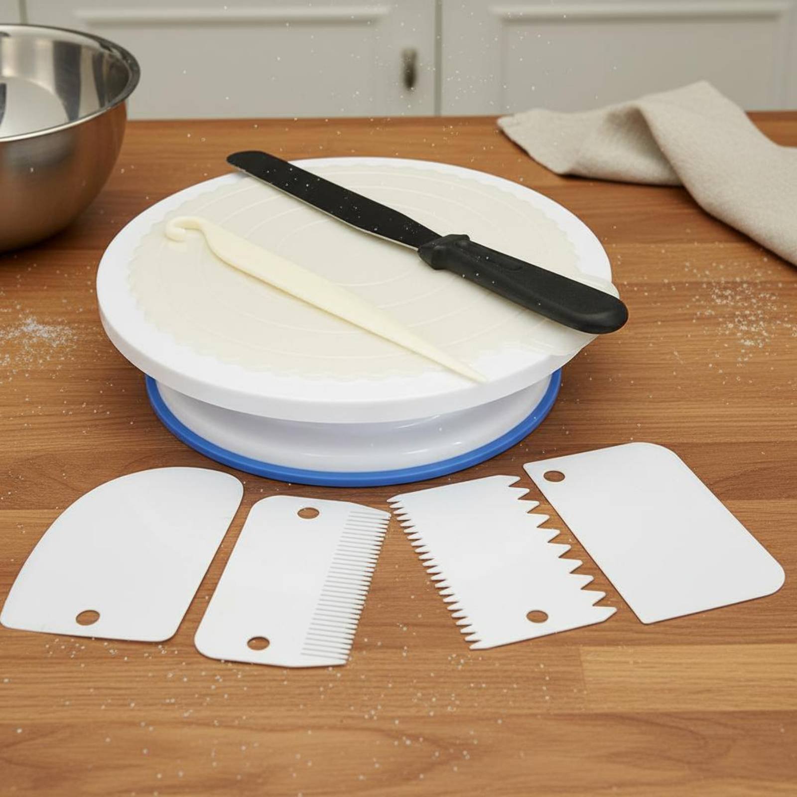 ケーキ回転台とデコレーションセット ステンレス製スパチュラ  - Cake Decorating Turntable のレビューと価格