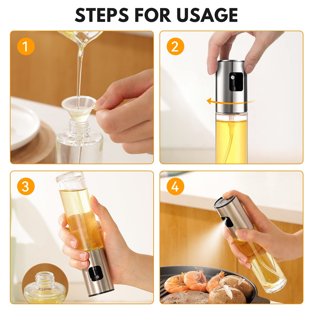 ガラス製オイルスプレーボトル、オリーブオイルスプレーミスター - Kitchen Gadgets Oil Spray のレビューと価格