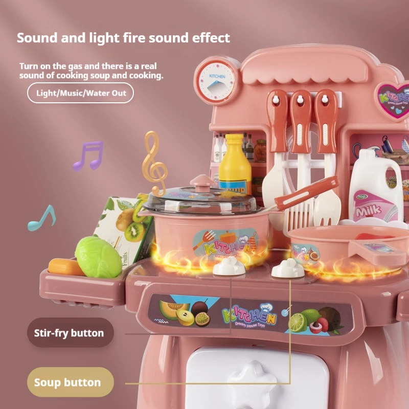 ライトとサウンド付きの模擬キッチンプレイセット、子供向けリア - Kitchen Gadgets For Kids のレビューと価格