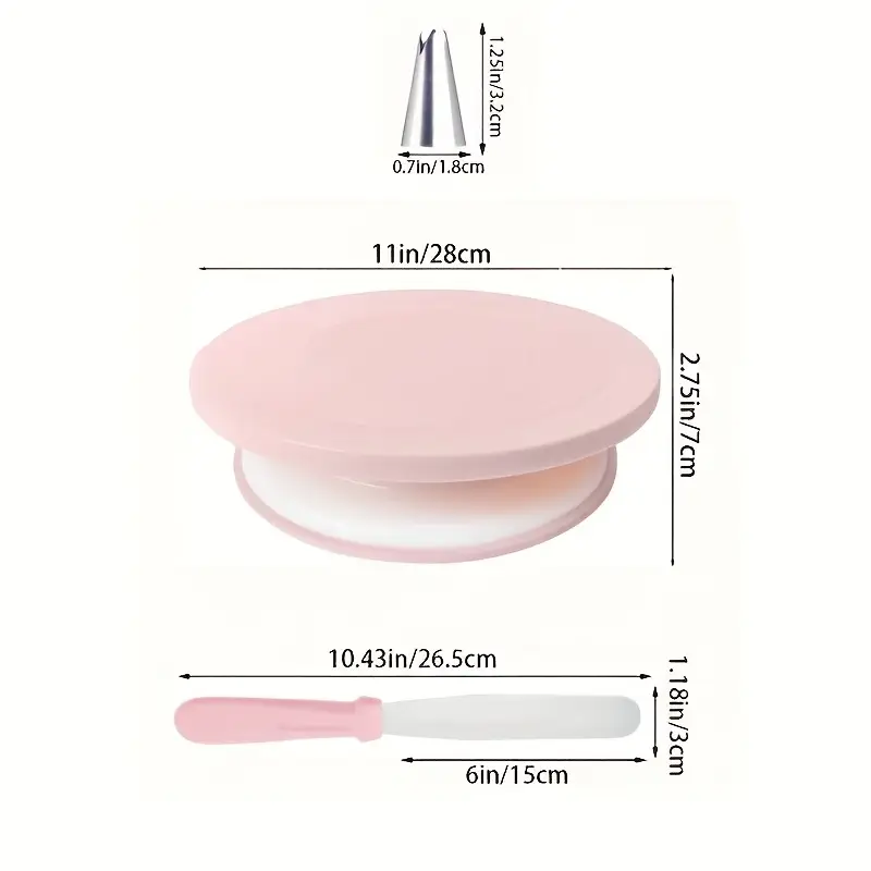 32個入りケーキデコレーションキット、回転台、パイピングチッ - Cake Decorating Turntable のレビューと価格