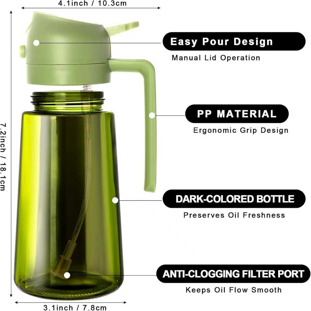 470ml 2-in-1 ガラス製オリーブオイルスプレーディ - Kitchen Gadgets Oil Spray のレビューと価格