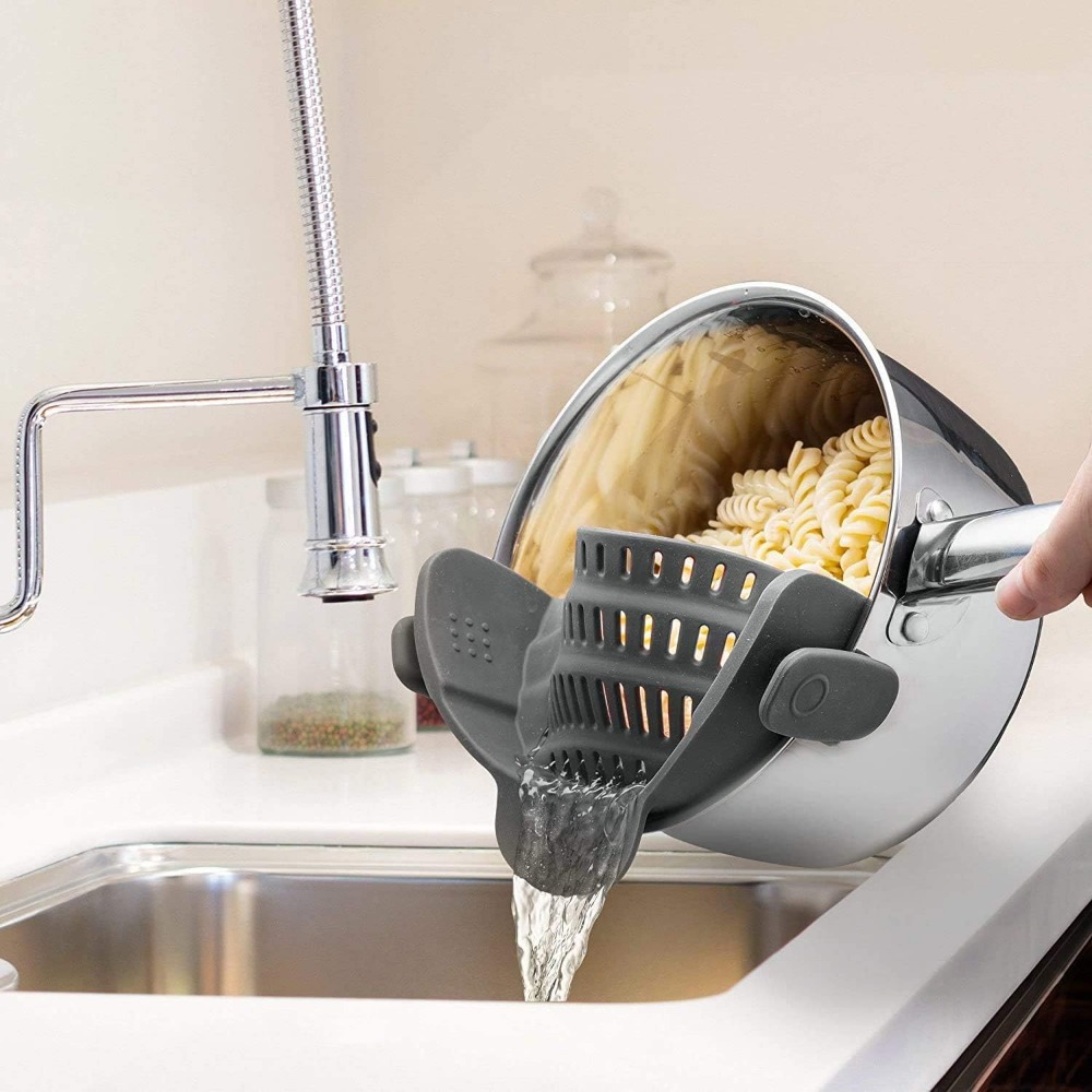 クリップ式シリコン製パスタストレーナー（鍋やフライパン用）- - Kitchen Gadgets Images のレビューと価格