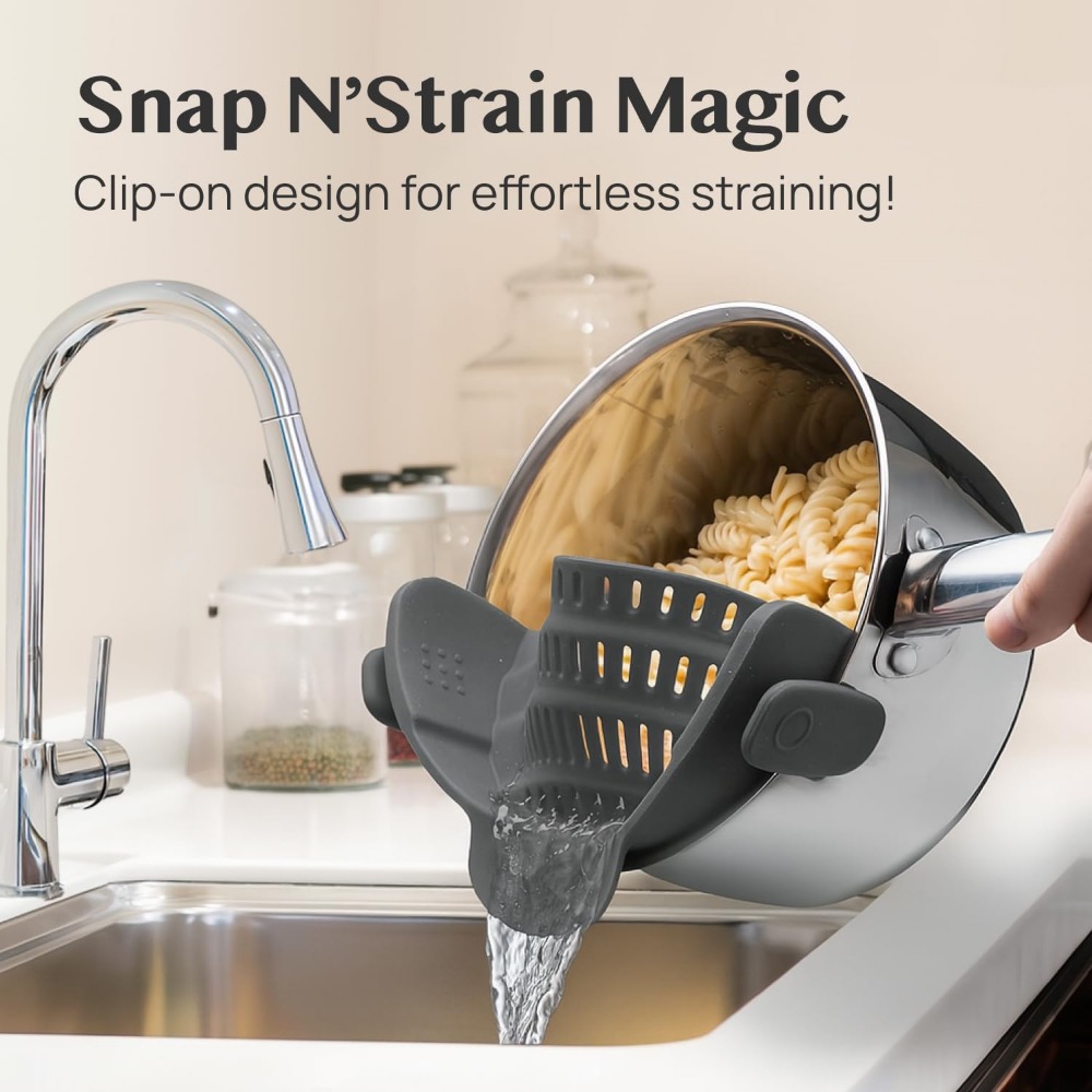 クリップ式シリコン製パスタストレーナー（鍋やフライパン用）- - Kitchen Gadgets Images のレビューと価格