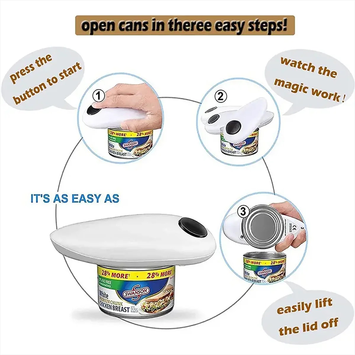 電動自動ジャーオープナー 高出力缶切り機 鋭利なエッジなし  - Electric Can Opener のレビューと価格