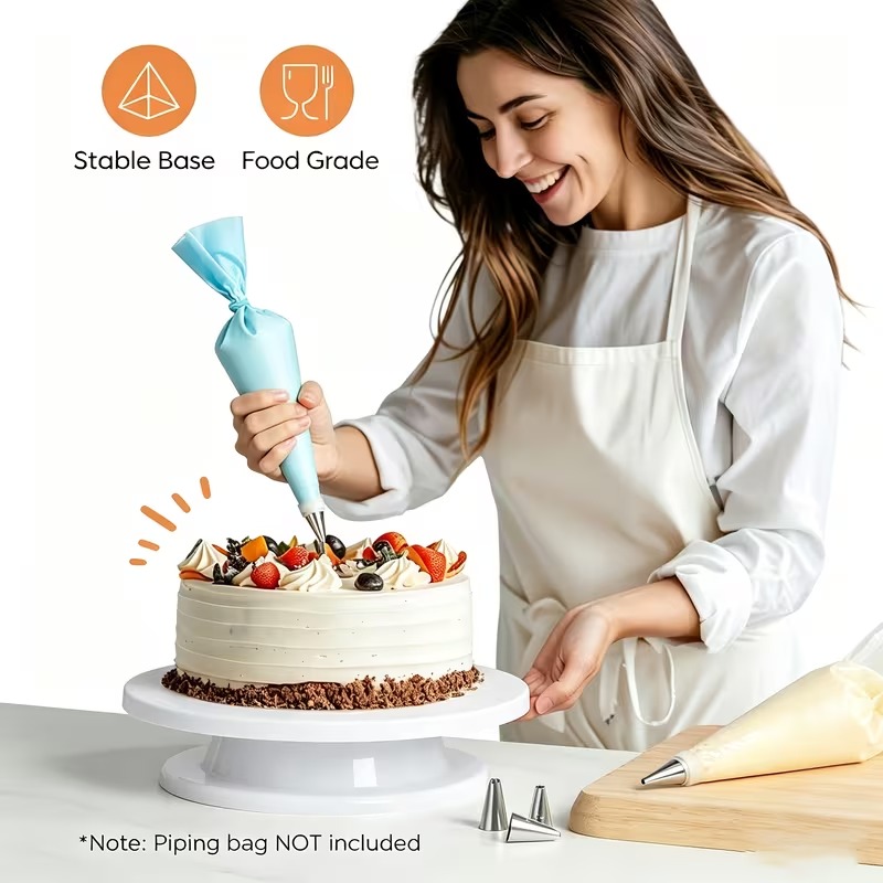 ケーキターンテーブルまたは回転式ケーキスタンド。デザートの装 - Cake Decorating Turntable のレビューと価格